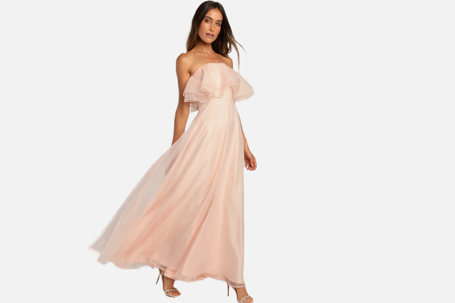 Sweet Passion Light Pink Organza Maxi Dress by Lulus
