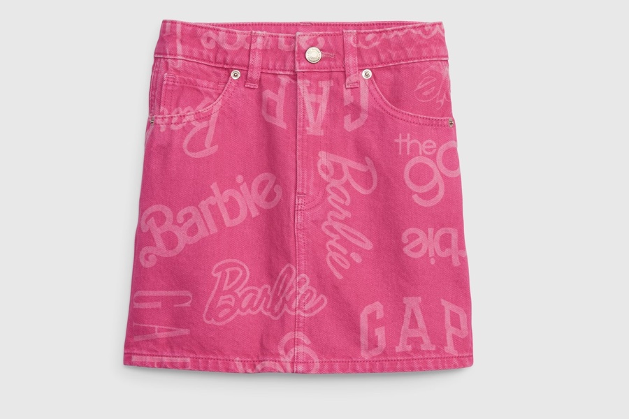 Gap × Barbie™ Kids High Rise Logo Denim Skirt