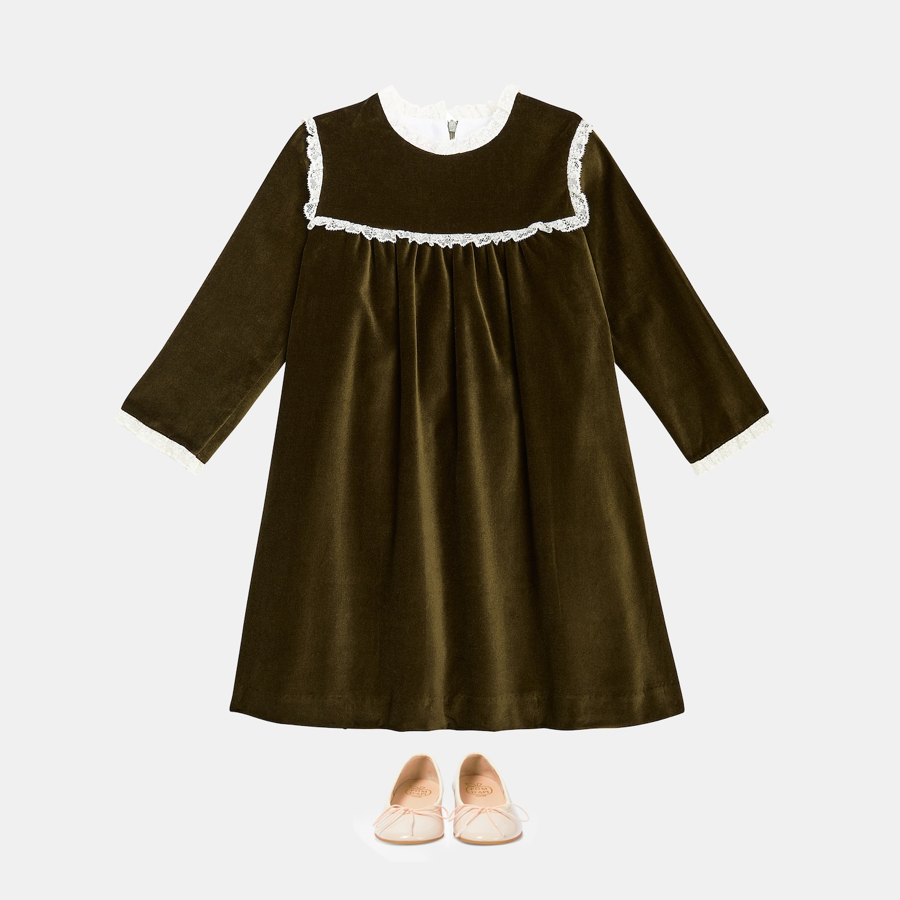 LA COQUETA Carolina Ruffled Velvet Dress