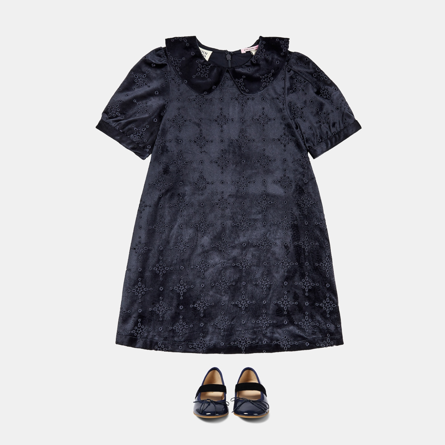 SCOTCH & SODA KIDS Broderie Anglaise Velvet Dress