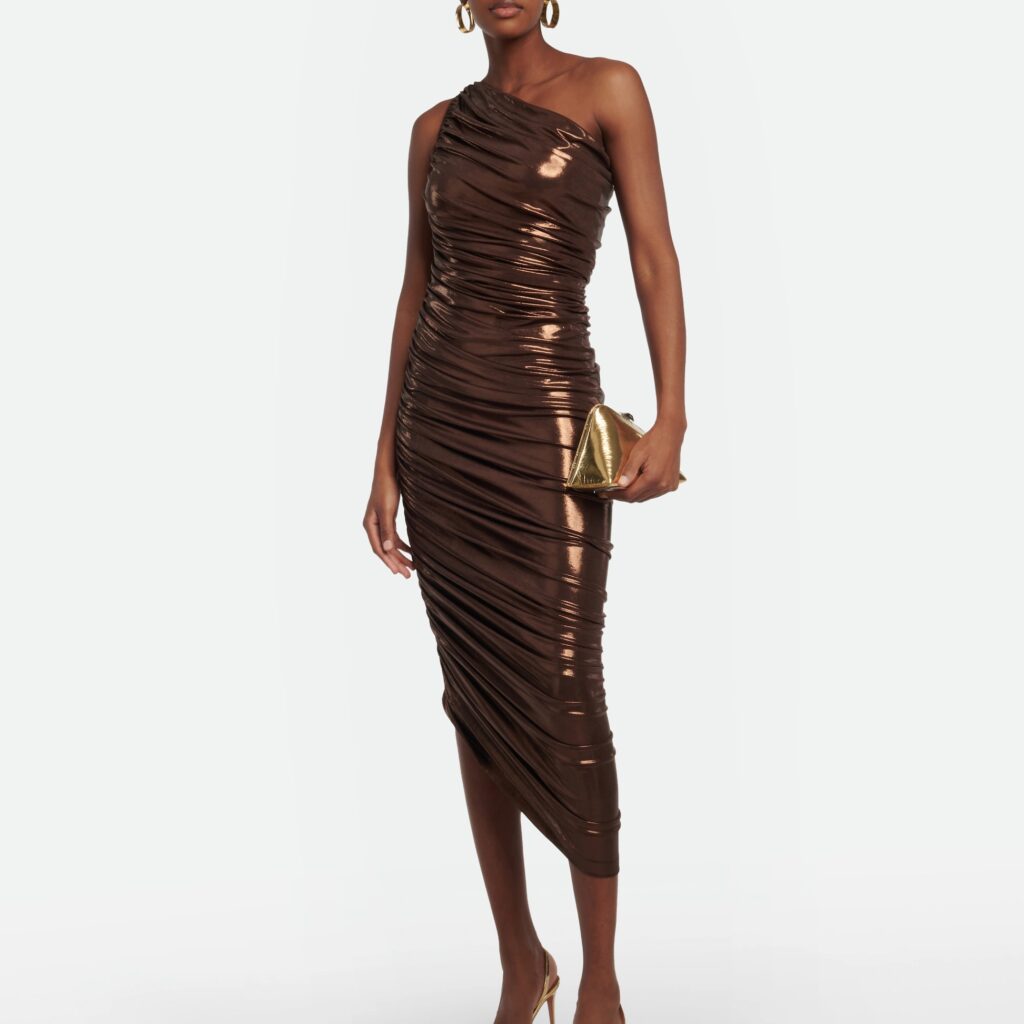 Norma Kamali Diana One-Shoulder Ruched Gown